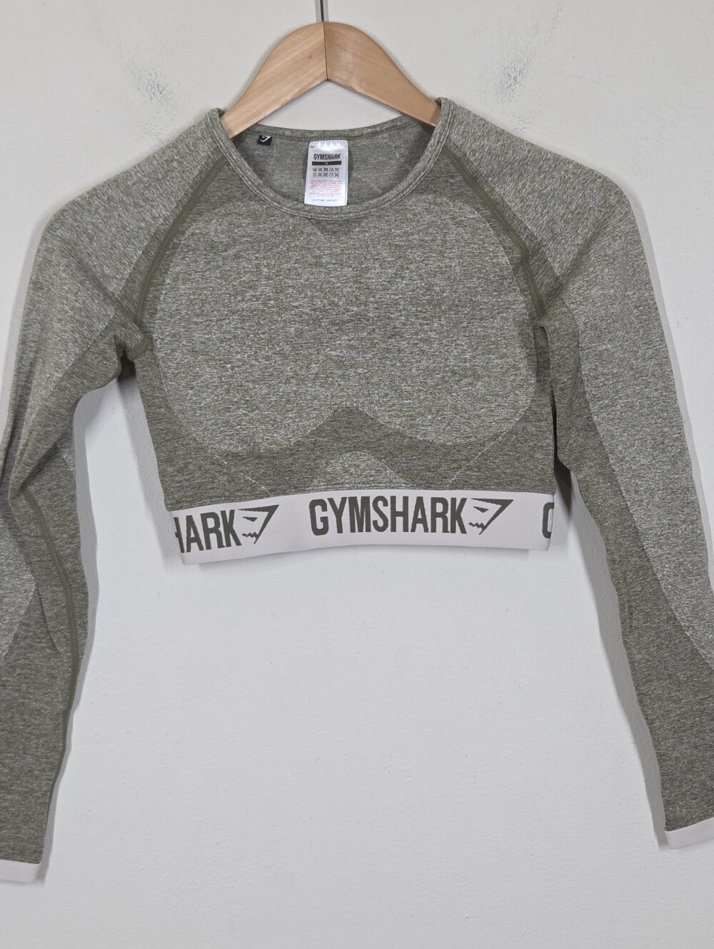 Gymshark Green Flex Long Sleeve Crop Top S Athleisure Gym Athletic Workout